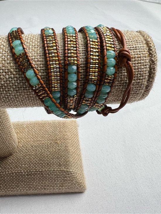 Fashion Jewelry Jewelry - Multi Stranded Wrap Bracelet Turquoise Color Beads with Multi Color Metal Beads